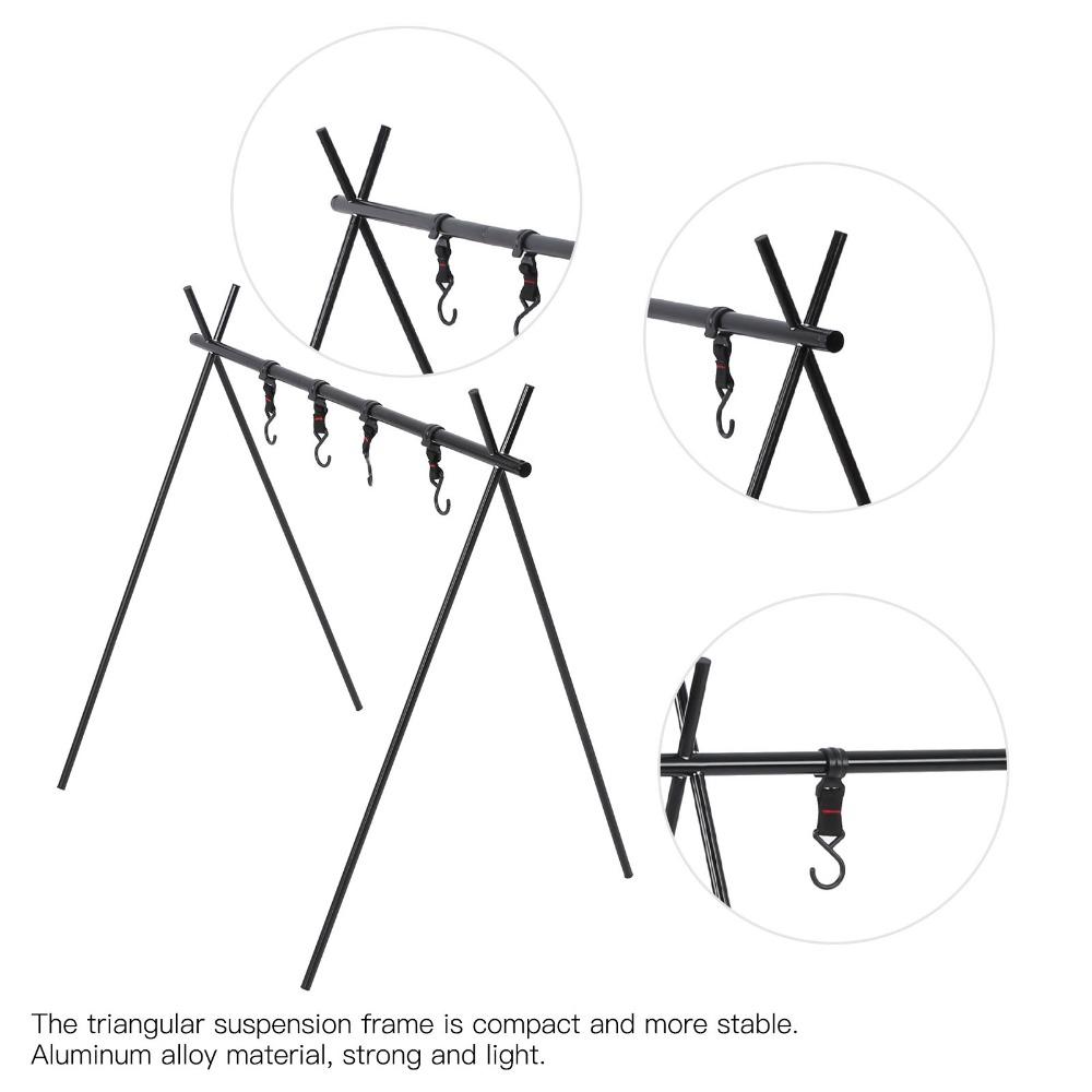 Aluminum Alloy Triangle Storage Tripod Multifunction Cookware Hanger Folding Hanging Rack  Picnic