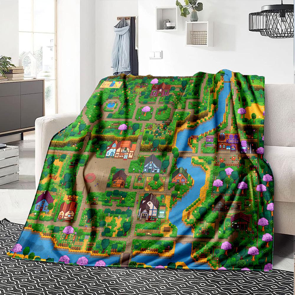 1pc Blanket - game Stardew Valley Print Design,Lightweight Blanket for Sofa,Bed- Soft &Warm,Gift for All Seasons