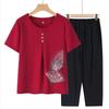 Women's Summer 2026 Short-Sleeved Two-Piece Set for Middle-Aged Moms and Elderly Women
