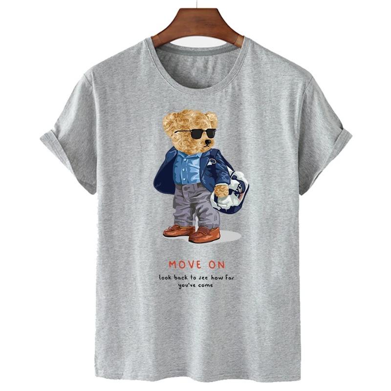 Funny Bear Print Tshirt Women Fashion Cartoon Harajuku Casual T-shirt Female Summer Short Sleeved Top Tees Unisex T Shirt