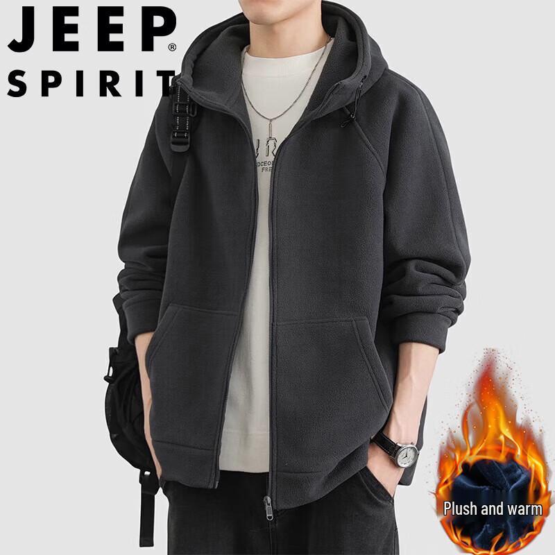 JEEP SPIRIT Men's Hooded Fleece Cardigan Sweatshirt