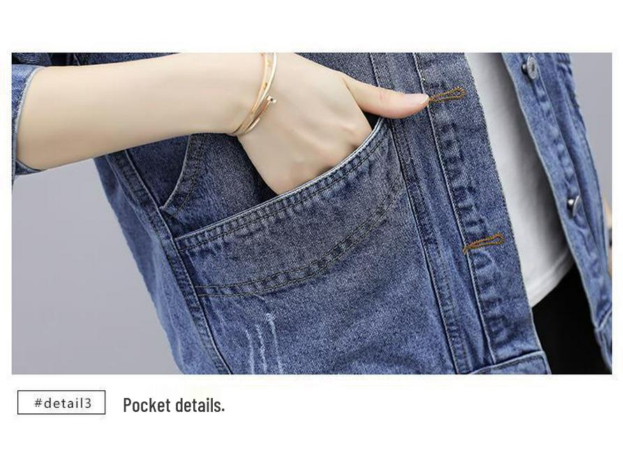Women's Long Sleeve Loose Fit Short Denim Jacket - Korean Style for Spring/Autumn 2025