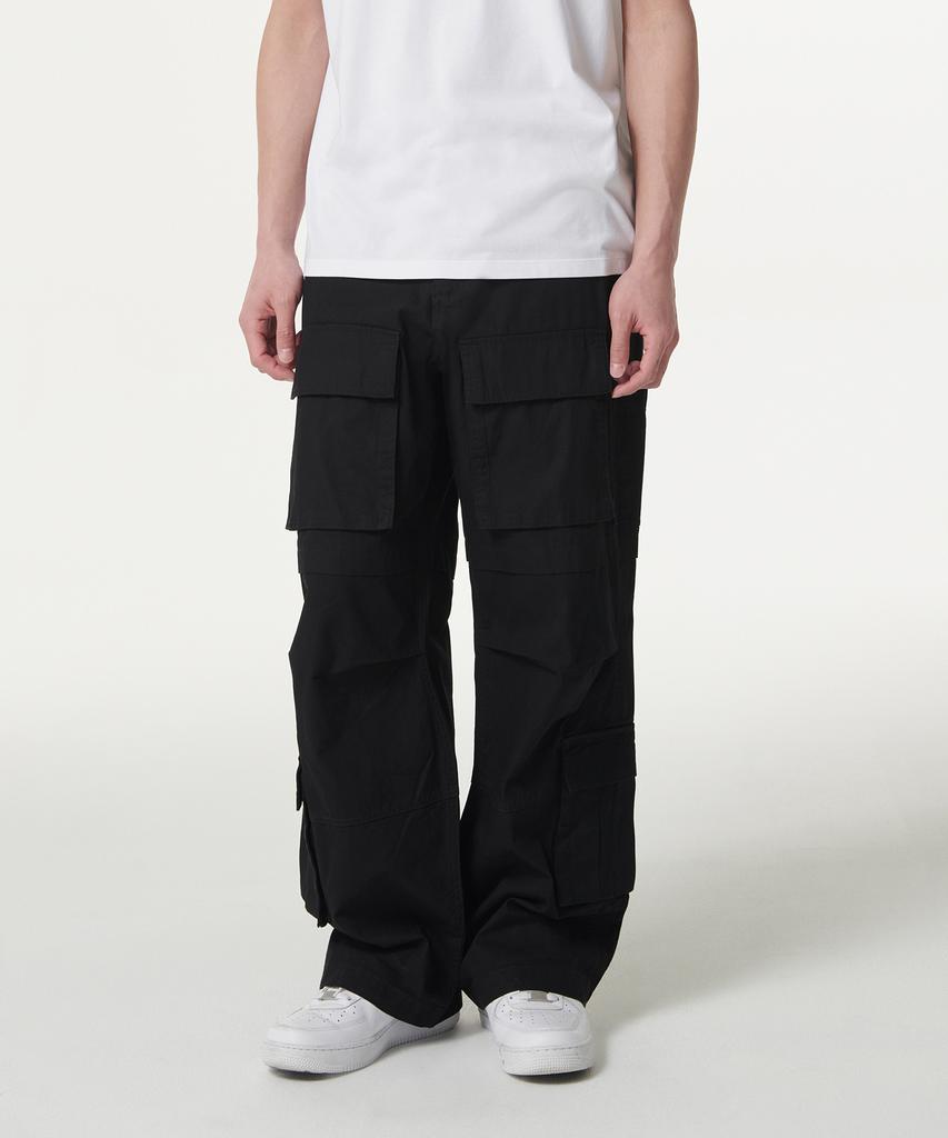 MUSINSA STANDARD Cotton Multi-Pocket Parachute Cargo Pants [Black]