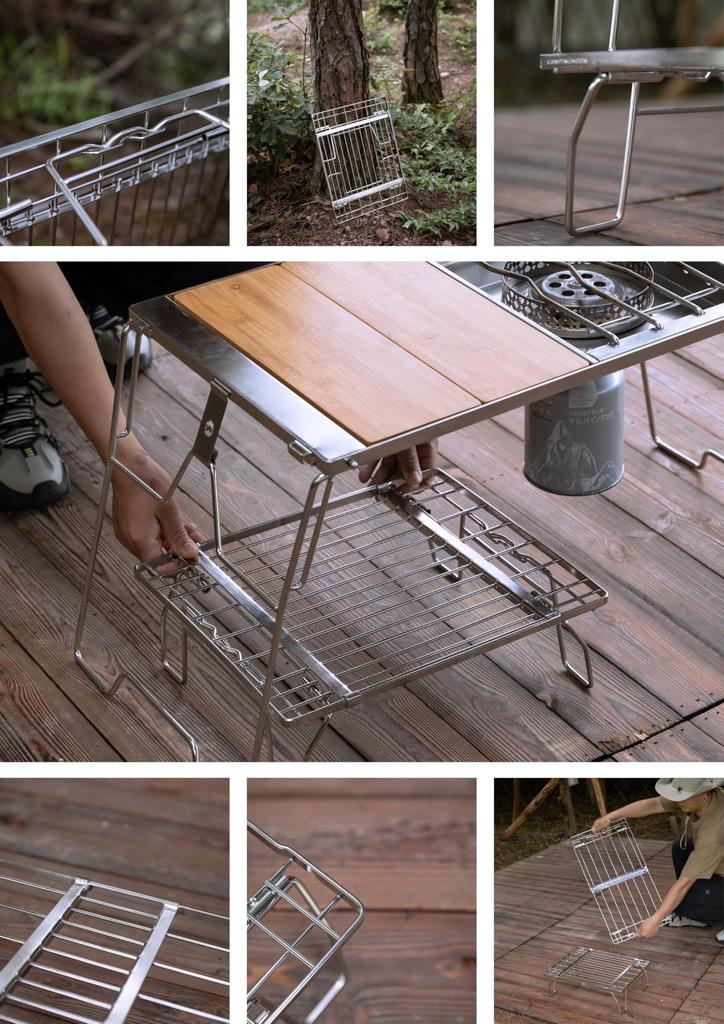 CAMPING MOON Field Rack, Extendable Low Type, Slim, Stainless Steel, FD-13