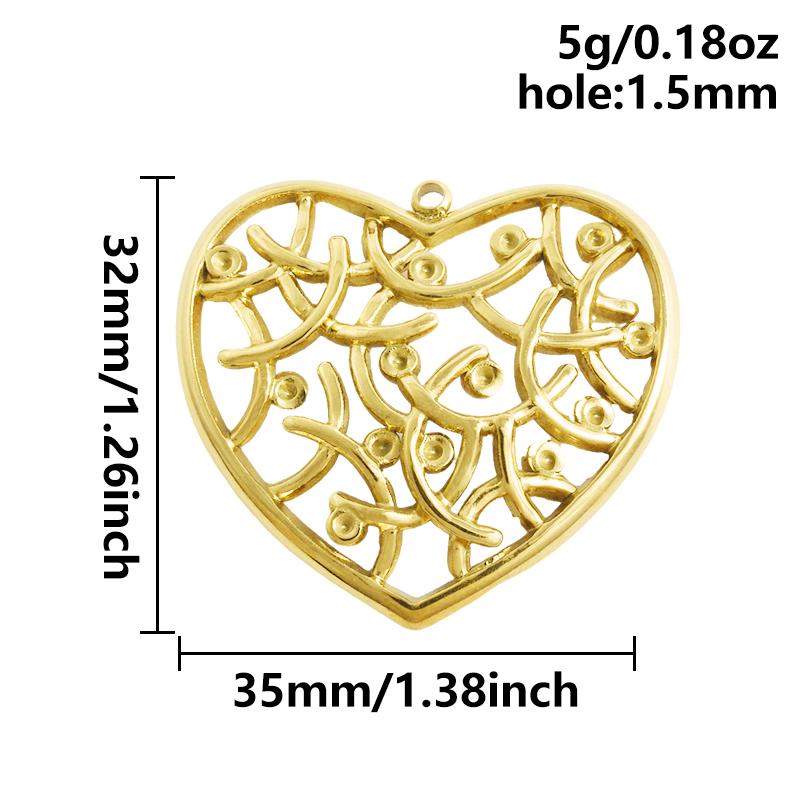 6pc Sweet Love Pendant Real Gold Plated Stainless Steel Heart Charms For Jewelry Making Supplies DIY Keychain Pendant Charm Bulk