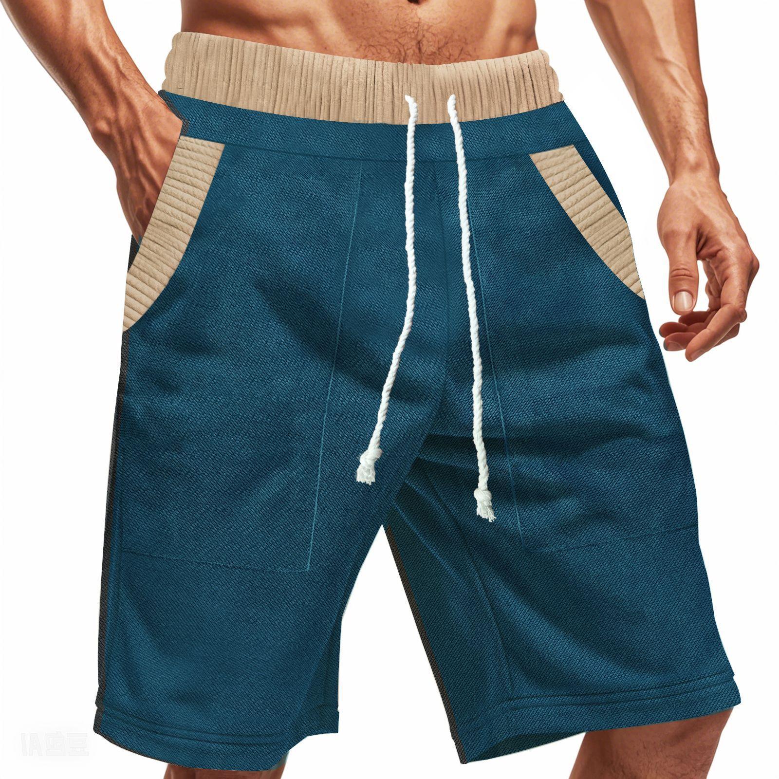 

Shorts Men Summer High Street Fashion Men Casual Quarter Pants XXXL джинсовий синього кольору