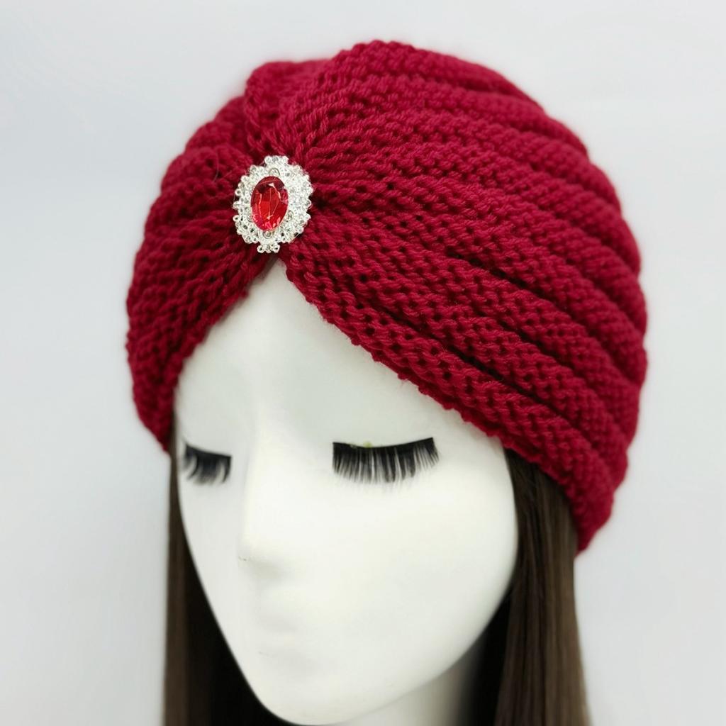 Autumn and winter women's wool hat knitted hat shows a small face Xinjiang hat Arabian hat fashionable warm and breathable