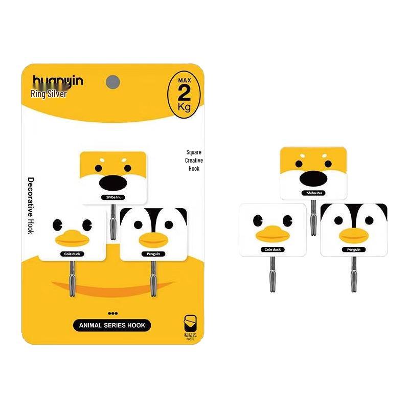 Stainless Steel Square Adhesive Hooks Set
