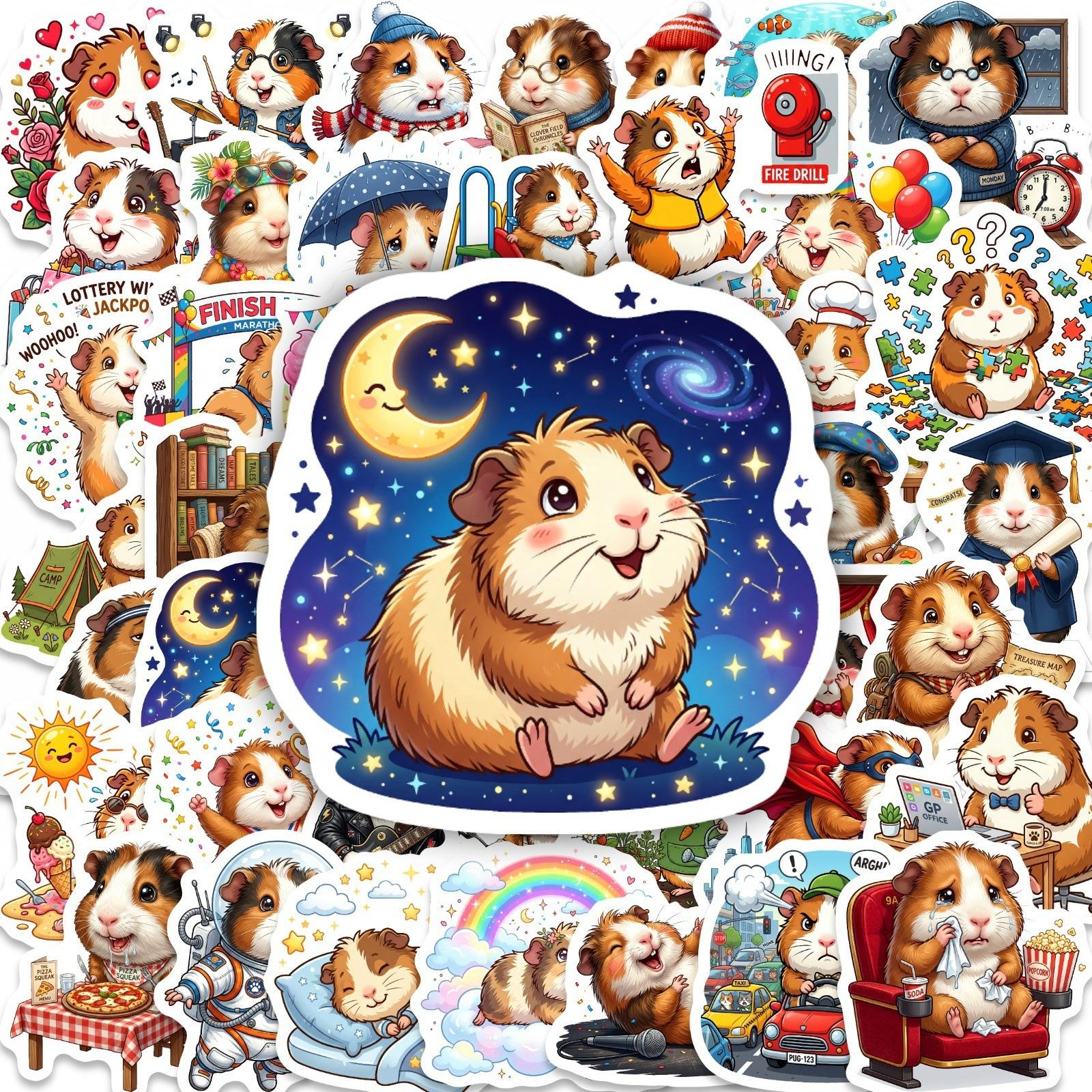Cute Guinea Pig Funny Modeling Stickers 50 Non-Repeating Waterproof Self-Adhesive Stickers Source Factory