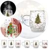 Double Wall Glass Tumbler Christmas Tree Double Wall Construction Heat 10.1 Fl Oz Hail Merry Cups