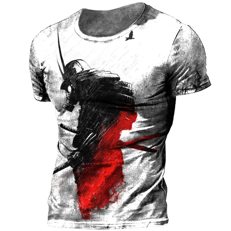 

Japanese Samurai Style Printed 3D Harajuku Fashion Retro Casual Round Neck Short Sleeve Oversized Loose Men s T-shirt New Tops 5XL