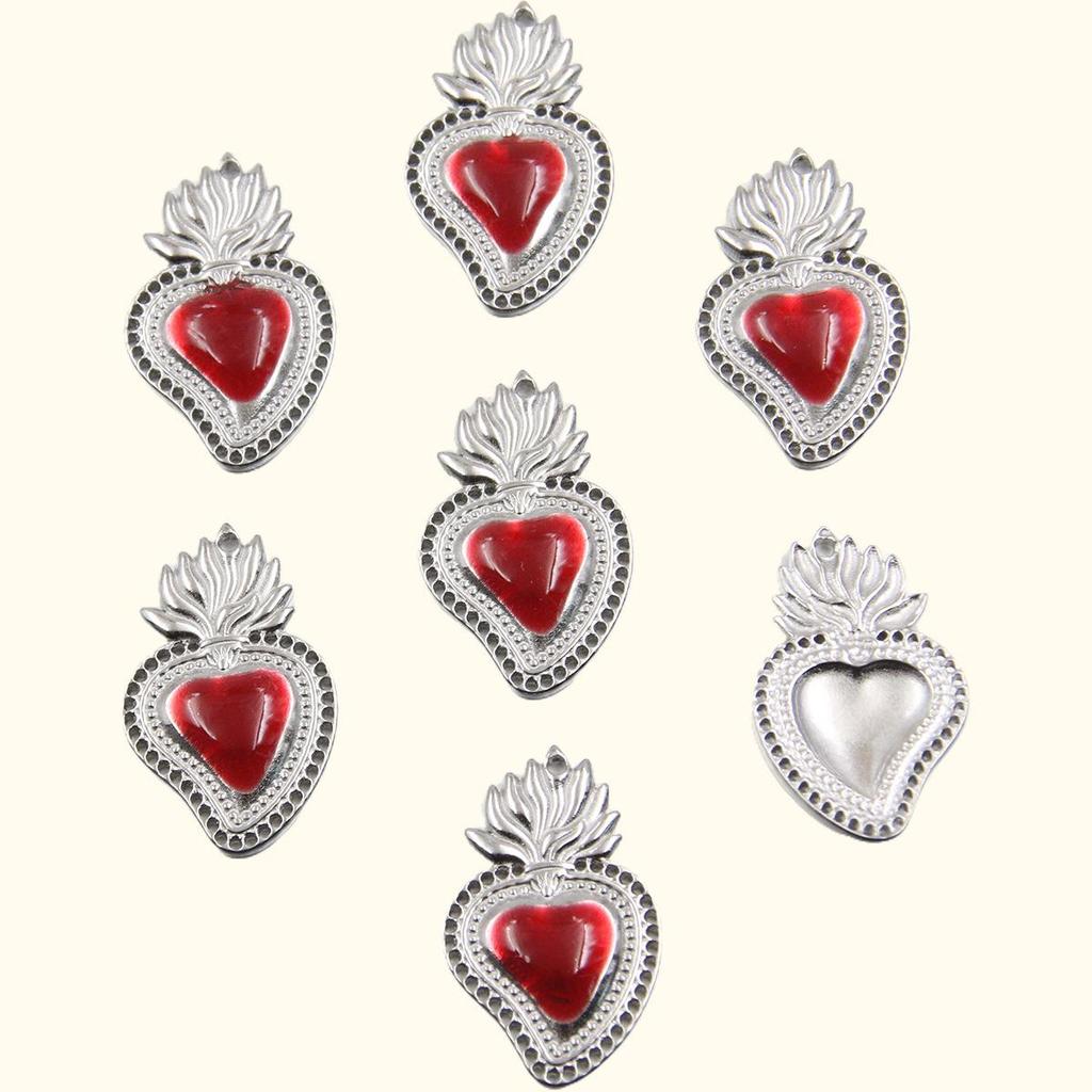 10 Styles Gothic Red Heart Pendant – Stainless Steel DIY Charm