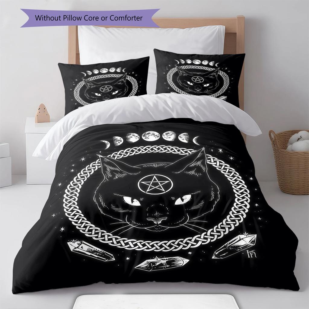 Bettwäsche mit Satansymbol-Muster, Steppbett-Set Bettbezug Kissenbezug Heim-Geburtstagsgeschenk (1 Bettbezug + 2 Kissenbezüge, ohne Füllung)