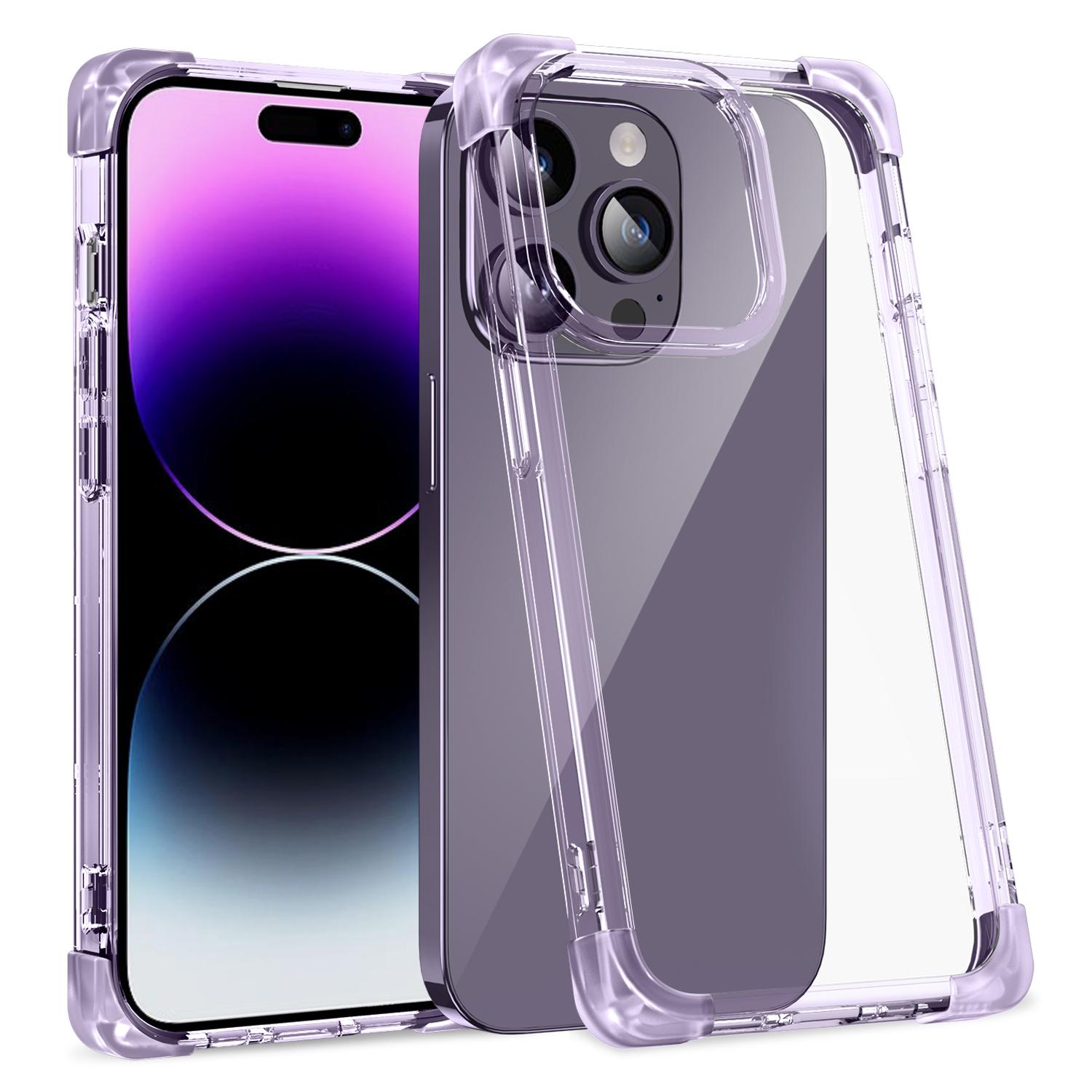 

TPU+Acrylic Slim Case for iPhone 14 Pro Four Corner Matte Case Anti-Drop Phone Cover Purple