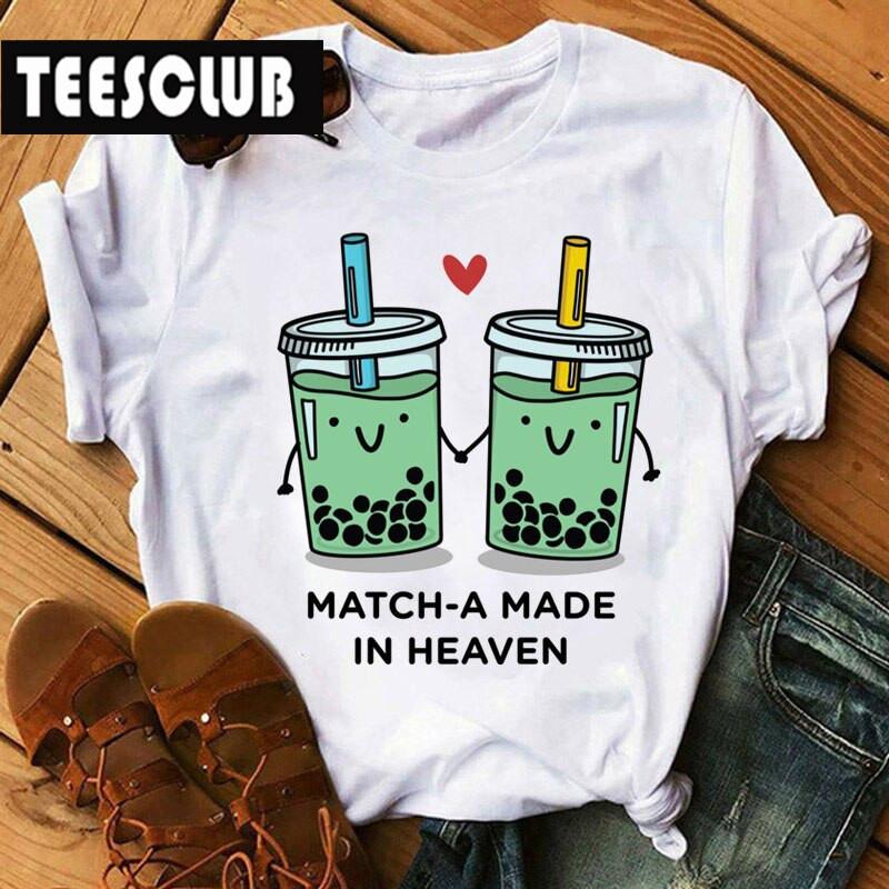 Milk Tea Cat Print Bubble Tea Animal TShirt Unisex Couple Trendy Personalized Womens Clothing Soft Cotton Short Sleeve Tshirt