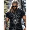 Stile Tribale Lupo 3D Stampato Uomo Sport e Fitness Manica Corta Outdoor Moda Urbana