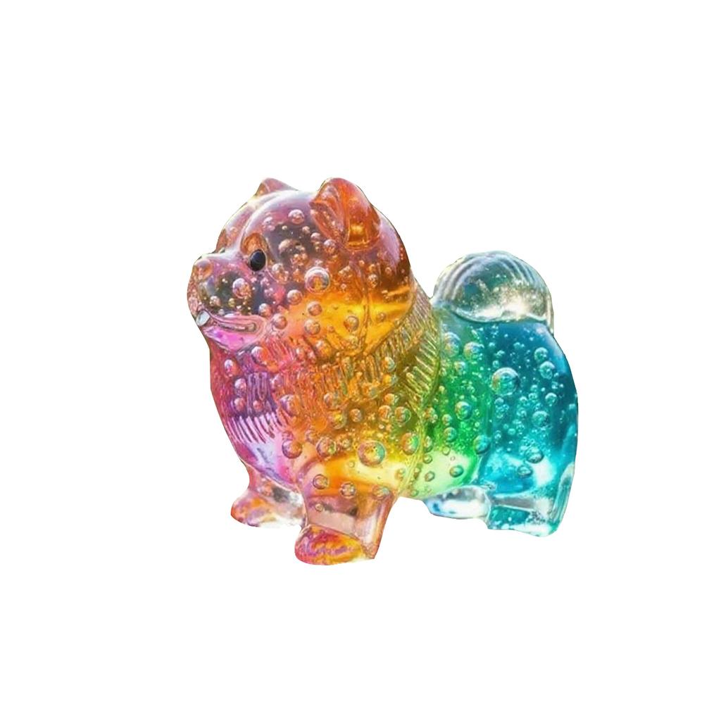 Colorful Clear Glass Puppy Figurine, Dog Ornament With Gradient Effect