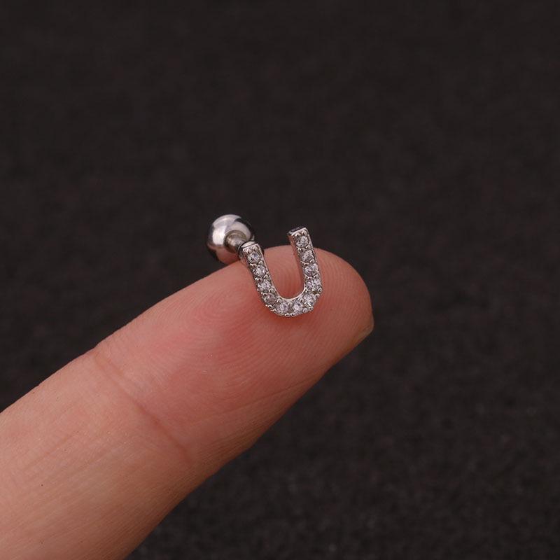 Trendy 26 Letters Tragus Cartilage Earring Women Exquisite Tiny Initial Alphabet Name Helix Earring Piercing Jewelry Gift