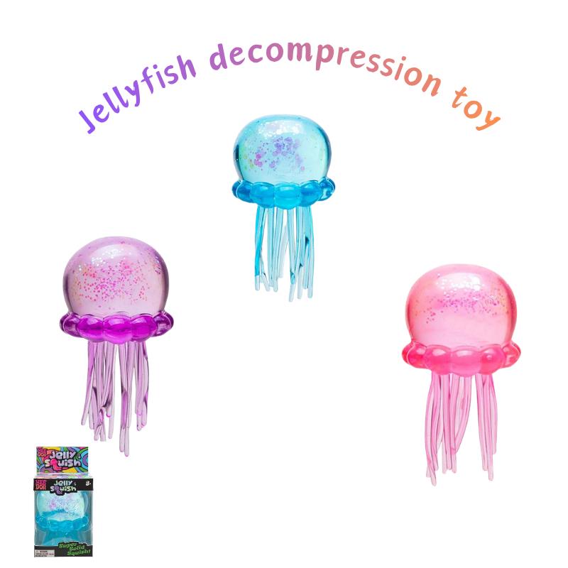 Colorful Jellyfish Maltose Squishy Toy, Anti-Stress Squeeze Fidget Toy for Office