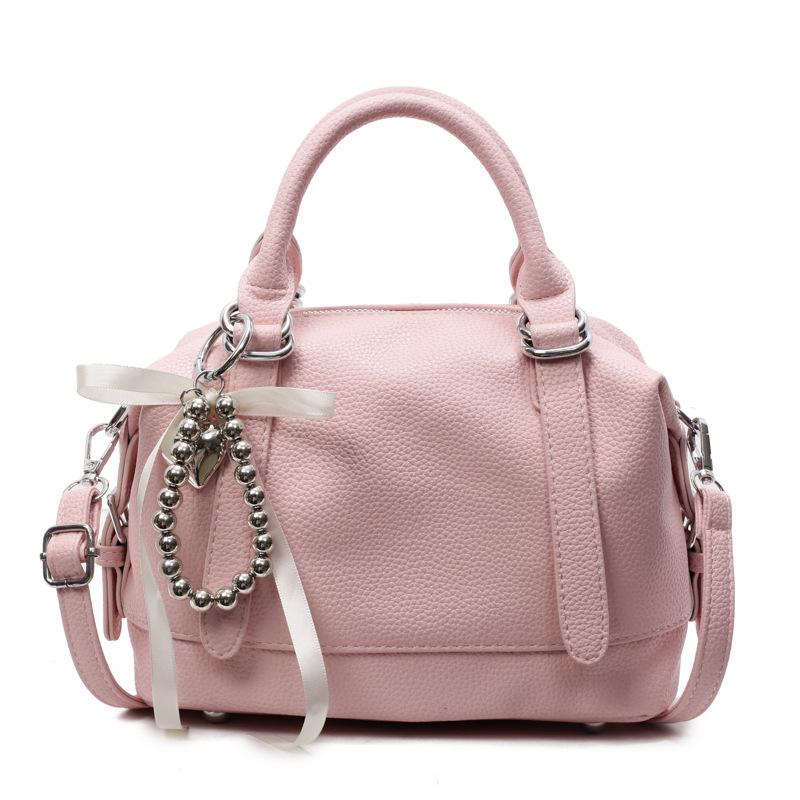 This year's popular Korean summer small fresh portable Boston bag casual versatile lychee pattern texture messenger women's bag