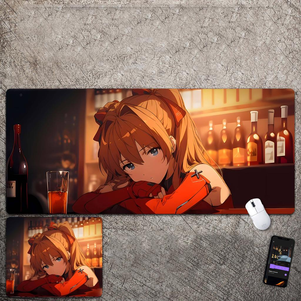 Übergroßes Mauspad mit Anime-Charakter, geeignet für E-Sport, Büro und Schreibtisch.