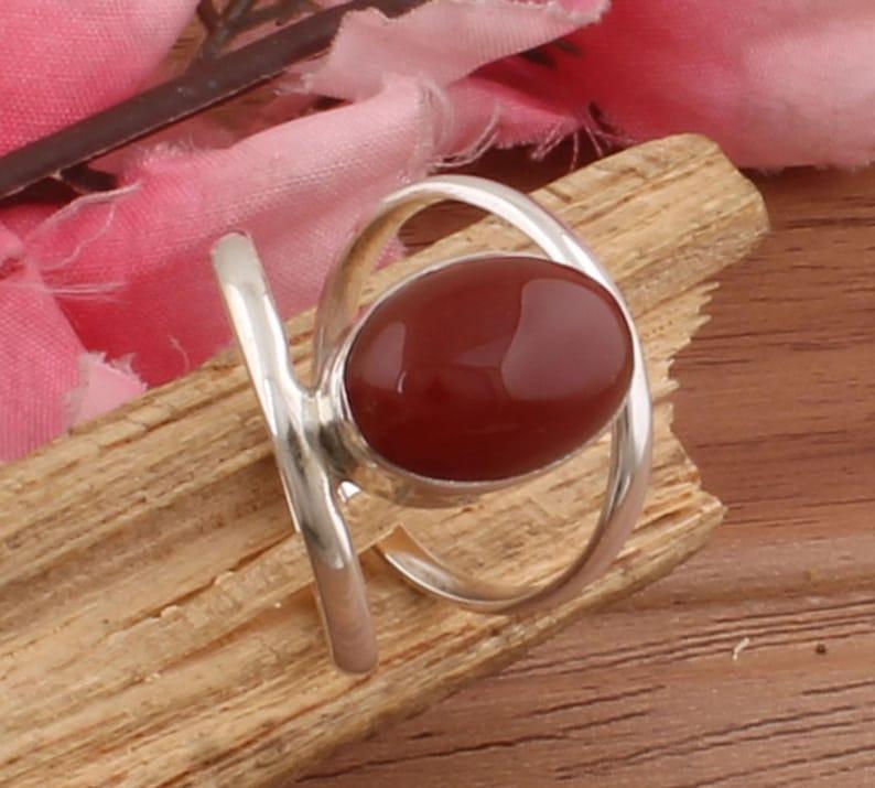 Solid 925 Sterling Silver Red Onyx Gemstone Ring Handmade Designer Ring Statement Ring Anniversary Gift Ring