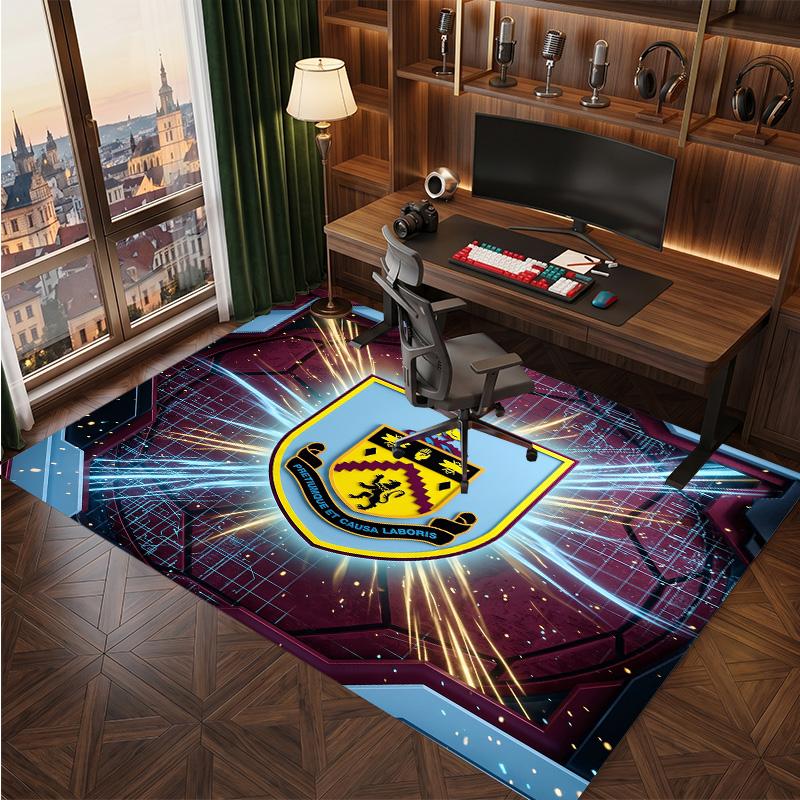 Burnley Football Print Crystal Velvet Rug, Comfortable Water Absorbent Non Slip Indoor Floor Carpet