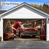 2D flat banner, 2D flat, 1pc holiday Santa Claus garage door decoration - 2D flat printing, Christmas decoration