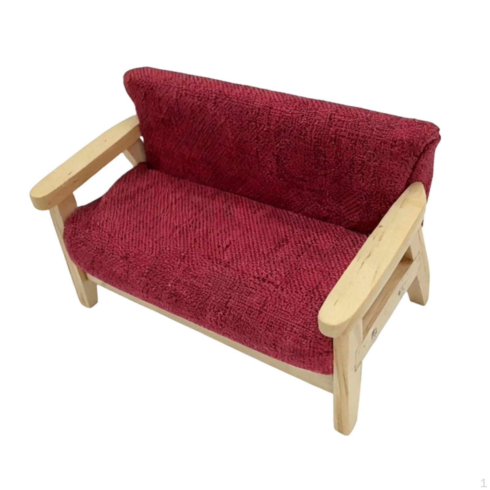 

1/12 Dollhouse Miniature Sofa, Furniture, Armchair, Couch, Model for Living кларет
