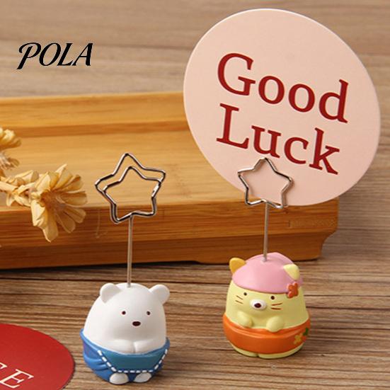 Waterproof Note Holder Desktop Memo Clip Stand, Cartoon Animal Message Holder, Cute Resin Base Photo Hand-painted Display Clip, Table Number Name Card