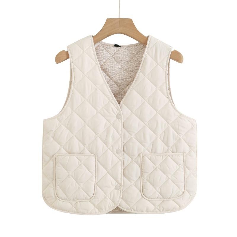 Autumn and winter vest women fleece thickened middle-aged and old mother short wear cotton-padded clothes, fragrant wind sleeveless thermal vest