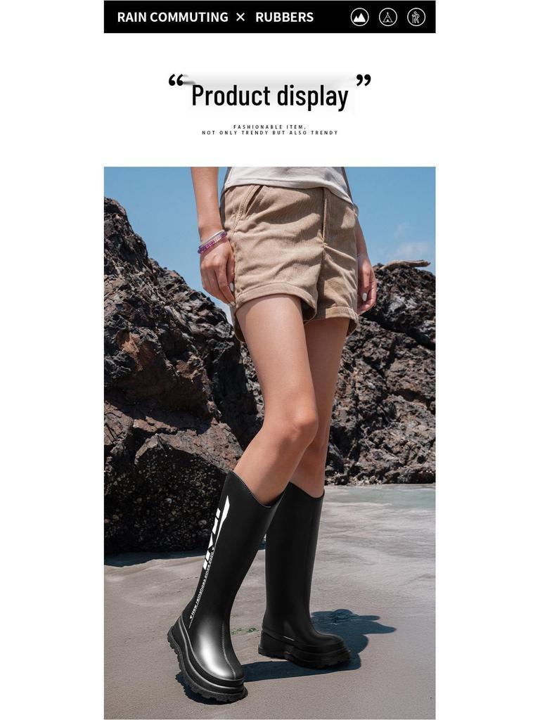 Damen Hohe Rutschfeste Gummistiefel - Wasserdichte Gummischuhe für Alle Jahreszeiten