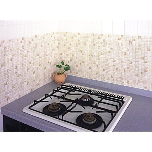 Toyo Aluminum Wall Sheet, 45cm X 75cm, Brick-Style, Kitchen Stain-Preventing Sheet, Oil Splash Guard, Absorbent Sheet, Makes Stovetop Cleaning Easier,