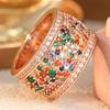 Luxury Inlaid Multicolored CZ Women's Ring Shine Gold Color Geometry Daily Wear Party Jewelry Anniversary Gift
