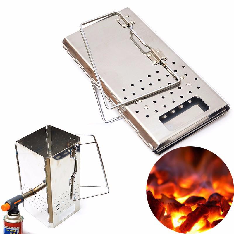 Korean Style Portable Stainless Steel Folding BBQ Fire Starter Grill & Stove.