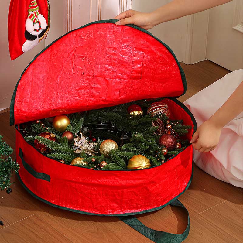 Christmas Round Storage Bag Large Capacity Zipper Closure Dustproof Multi Purpose Organizer Pouch For Gift Wrapping Travel Home Organization