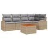 Ensemble de canapé de jardin vidaXL 6 pièces avec coussins Beige Poly Rattan Acacia, Canapé de jardin 2 places vidaXL 3356250