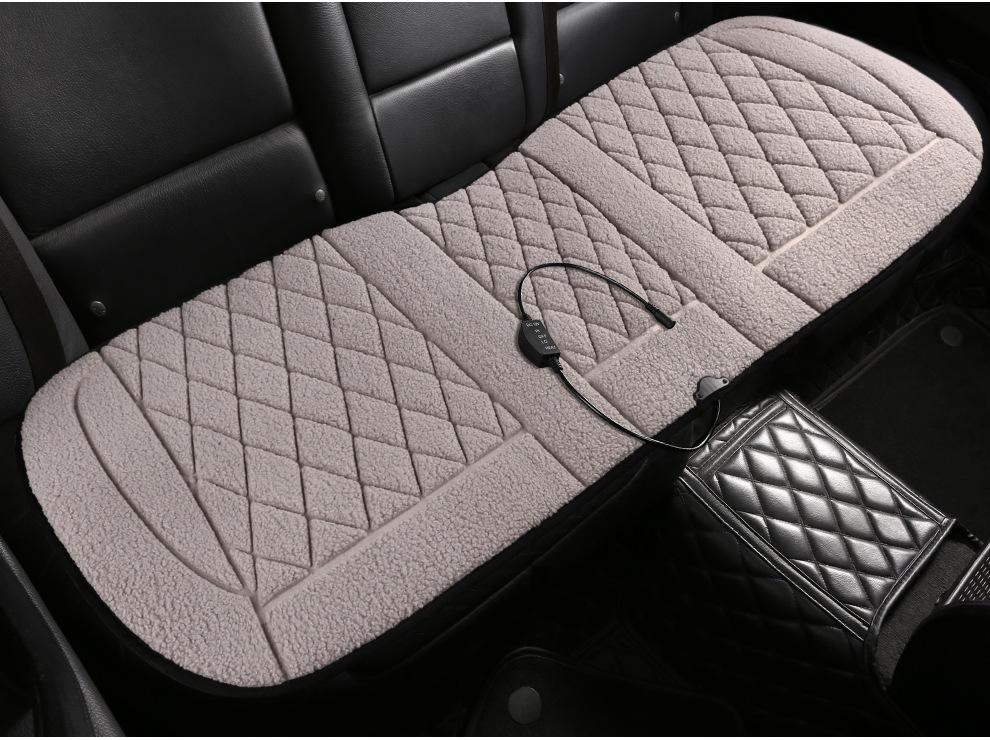 Artificial Wool Car Heating Seat Cushion 45°C-65°C Adjustable Temperature Universal Winter Car Seat Cushion 12V 24V Optional