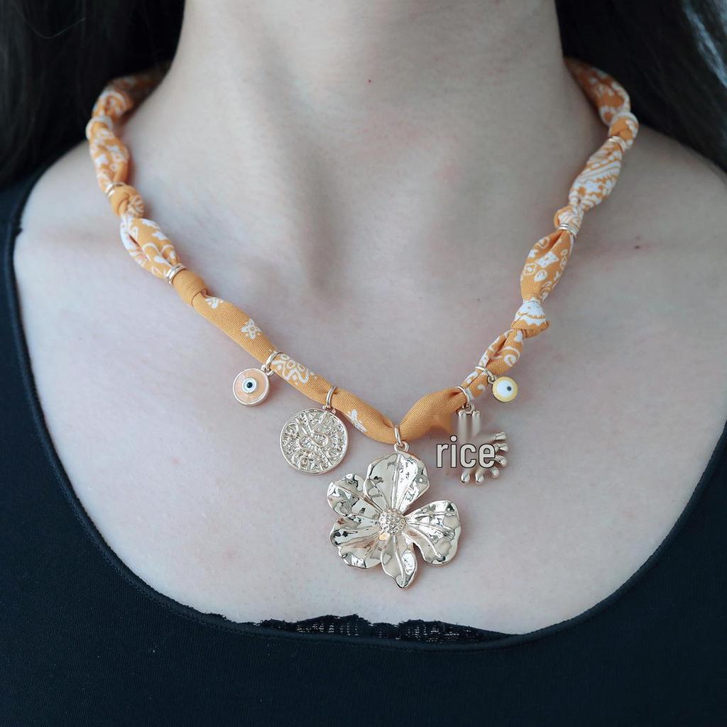 Kenjie Luxury Dopamine Color Bowknot Jewelry Scarf Necklace – Fashion Silk Scarf for Women