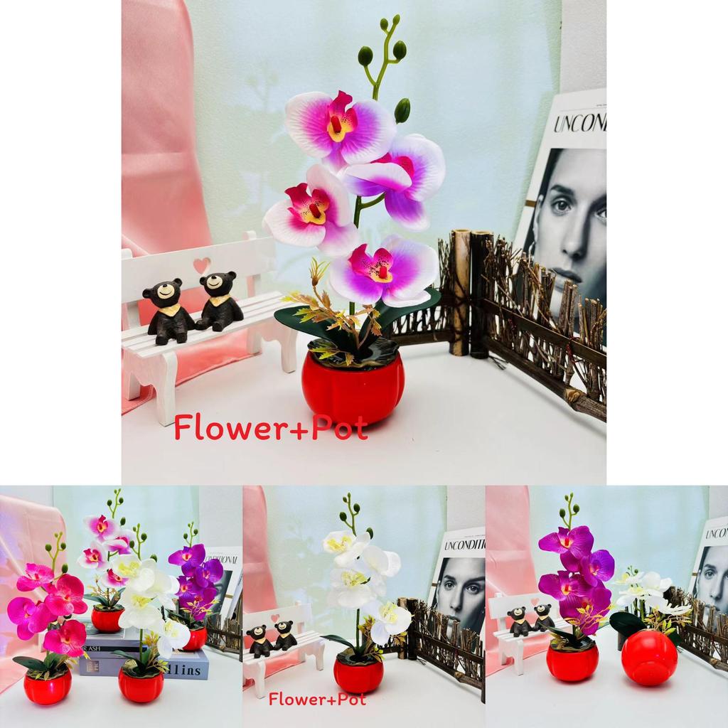 Phalaenopsis Decorative Faux Plant With Durable Silk And Plastic For Home Decor
