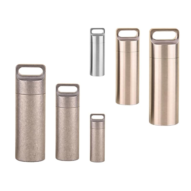 Small Keychain Pills Holder Small Watertight Stainless Steel Case For Organizing Camping Gear And Emergency Tool