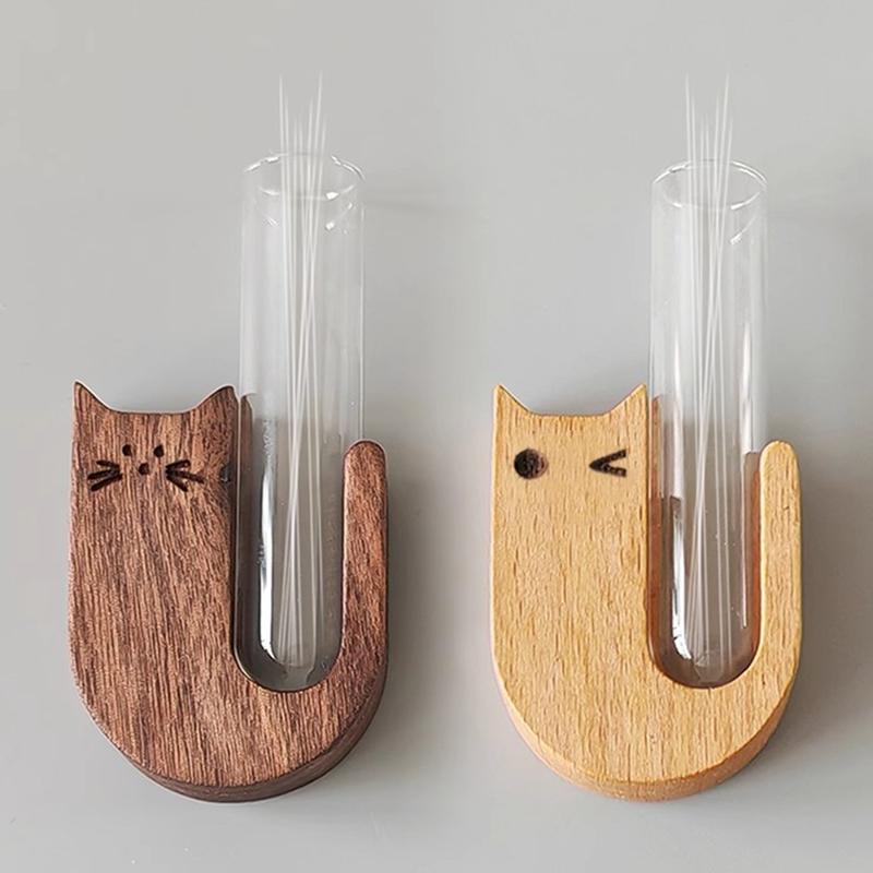 Cat Whisker Jar Mini Wooden Test Tube Vase for Whiskers Cat Whisker Collection Refrigerator Magnet Pet Hair Keepsake Bottles