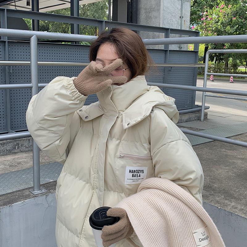 Verdickter Brotmantel mit Kapuze im koreanischen Stil, lockere, mit Baumwolle gefütterte Winterjacke für Studentinnen
