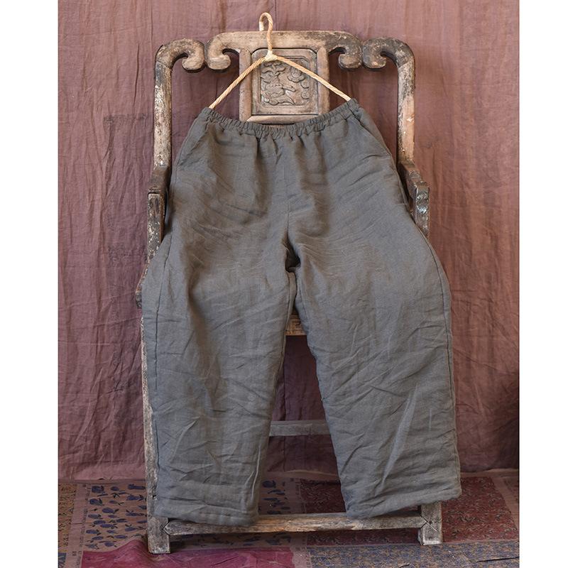 

Johnature женские винтажные плюс хлопковые прямые брюки однотонные брюки с эластичной резинкой на талии зимние теплые мягкие женские длинные брюки One Size серый