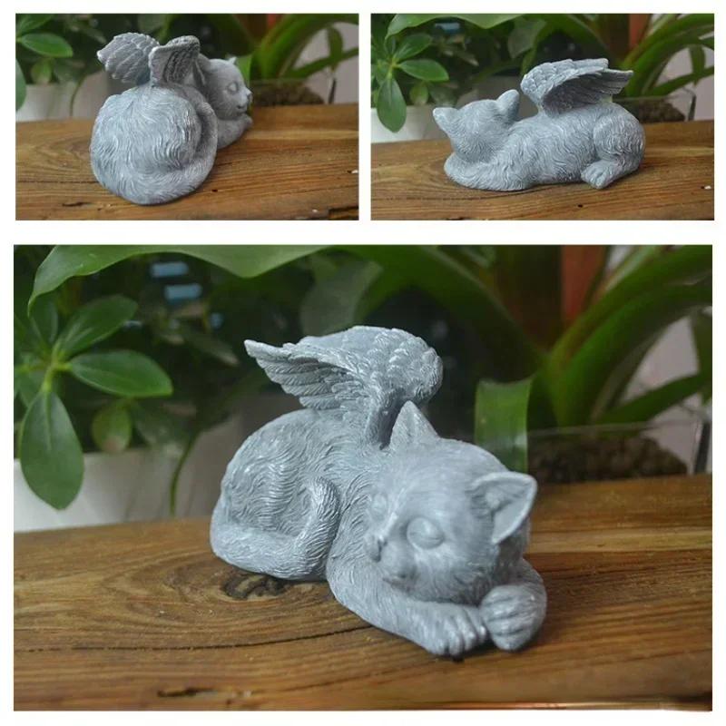 Resin Dog Angel Pet Memorial Gifts Grave Marker Tribute Statue Cat Dog Memorial Statue Modern Home Goods Miniature Deck Decor