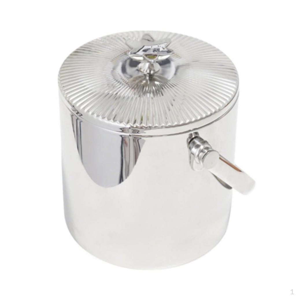 Ice Bucket with Lid Polished Stainless Steel RustResistant Beverage Chiller for Hosts,