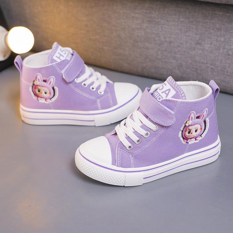 2025 Kids' Korean Style Skate Shoes: Spring/Autumn Cartoon Canvas Sneakers for Boys & Girls