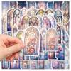50-Piece Elegant Church Window Stickers - Waterproof DIY Decorative Decals for Notebooks, Laptops, Journals & Phone Cases