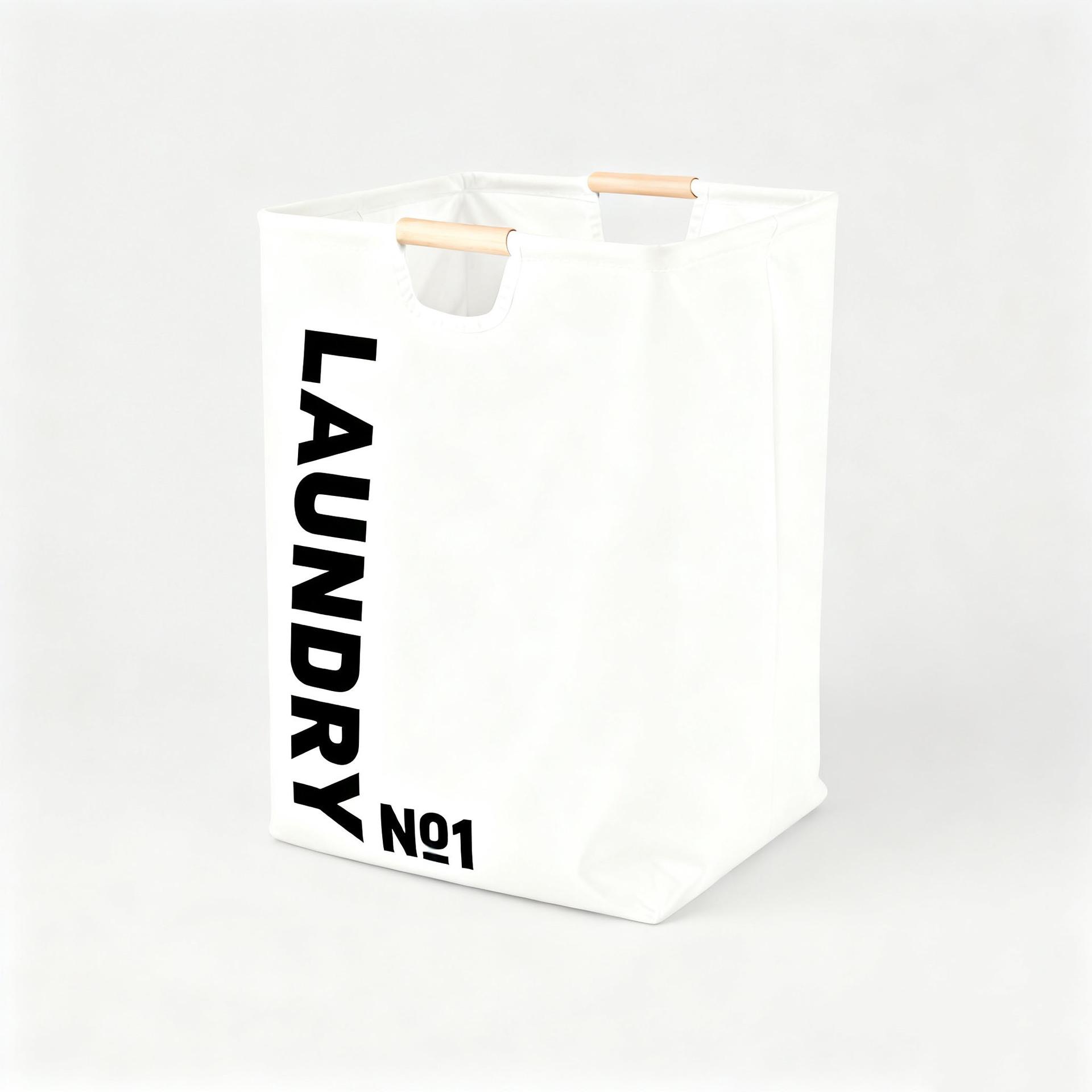 Waterproof Foldable Large Capacity Wooden Handle Laundry Basket