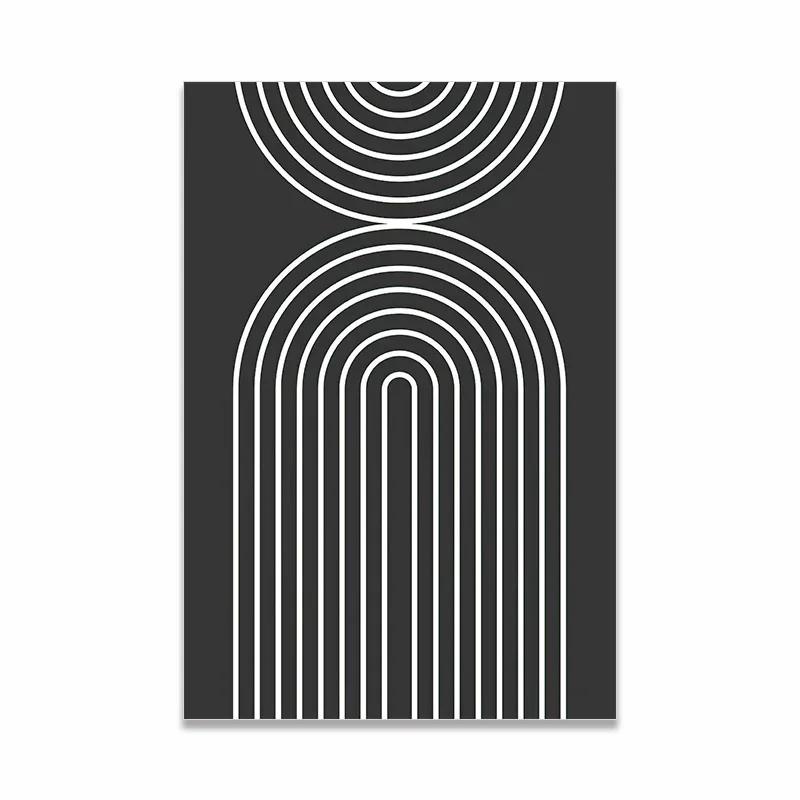 Arte de Parede Minimalista Escandinava Pintura a Óleo Abstrata Moderna Preto e Branco Impressão de Poster Decoração para Casa Quarto Sala de Estar